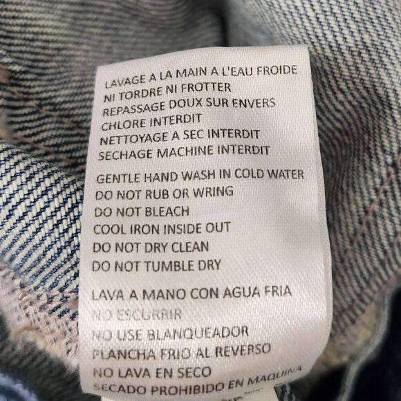 Manoush Denim Shorts Womens 8 Blue Cut-off Patchwork High-Rise Venice Beach Boho - Picture 7 of 12